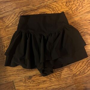 Offline aerie Black Branded Waistband double ruffle flowy short